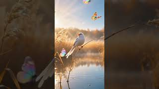Golden Morning Wetland Ambience Soft Bird Chirps & Gentle Lake Water Sounds for Relaxation