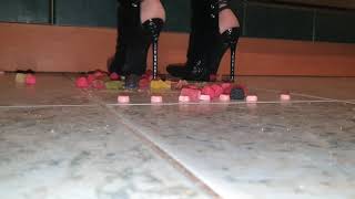 Gummy Bears And Candy Trample Crush With Shiny High Heel Boots