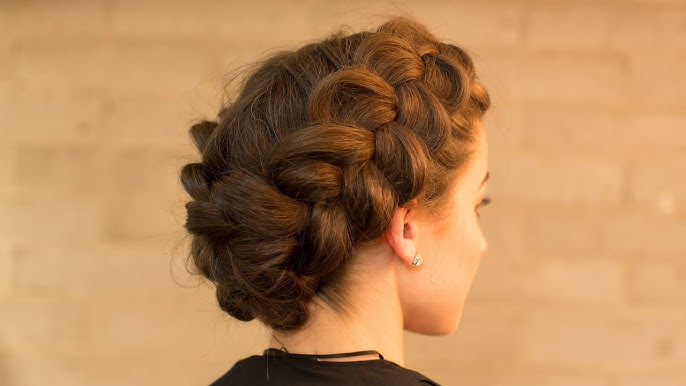 Process of weaving braid. Hairstyle for long hair. Boho style. Hairstyle  volume braided crown tutorial step by step. Hairstyle for long hair Stock  Photo - Alamy