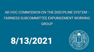 Ad Hoc Commission on the Discipline System - Fairness Subcommittee Expungement Working Group 8-13-21