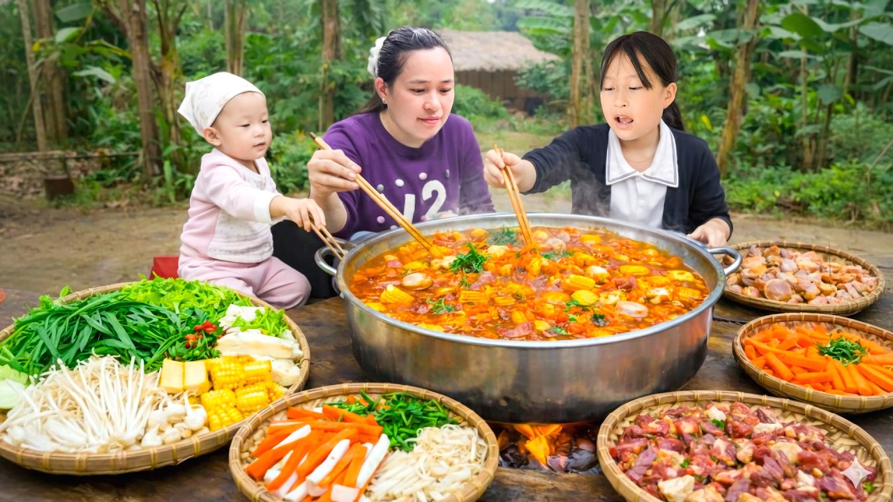 How to Cook Giant Spicy and Sour Hot Pot - Harvesting Mustard Green to Sell at Market