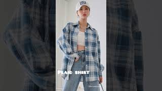 How To Style Plaid Shirt / Plaid Shirt Outfit Ideas / Korean Outfits / #shorts #trending #ytshorts