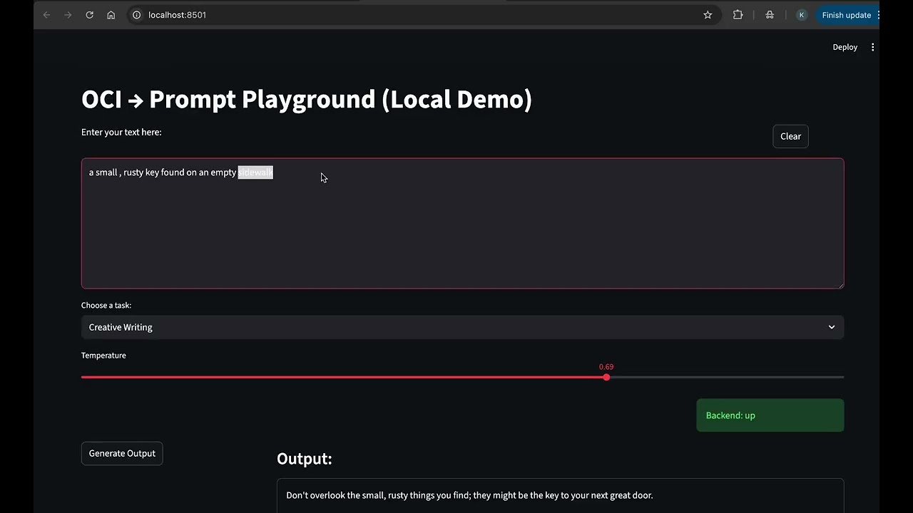 OCI Prompt Playground – Generative AI Demo