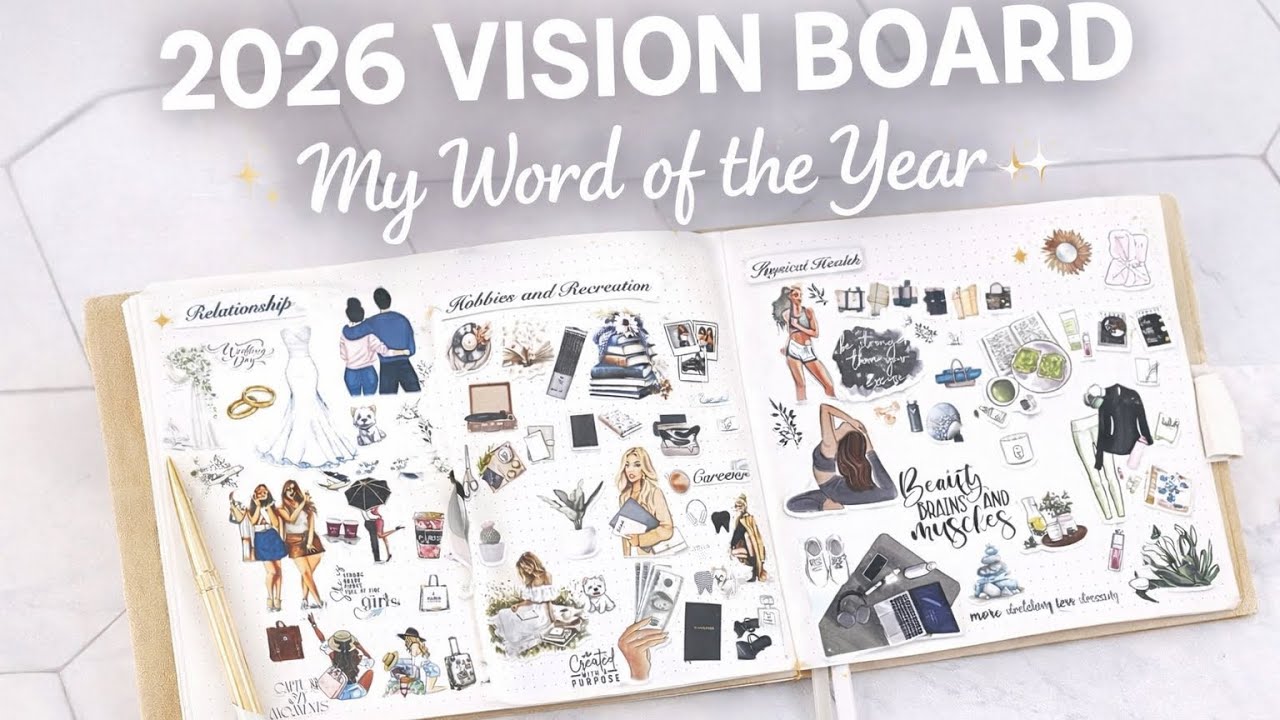 Доска визуализации целей на 2026 год | Журнал Archer & Olive | Слово года + Постановка целей