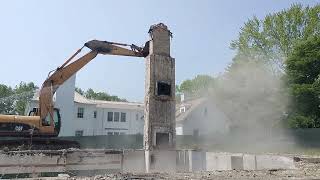 Chimney topple and breaking up foundation, House demolition #20. Winnetka.