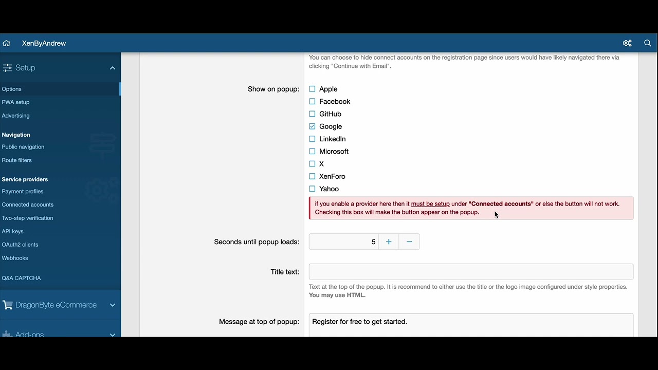 XenByAndrew | Registration Popup Demo