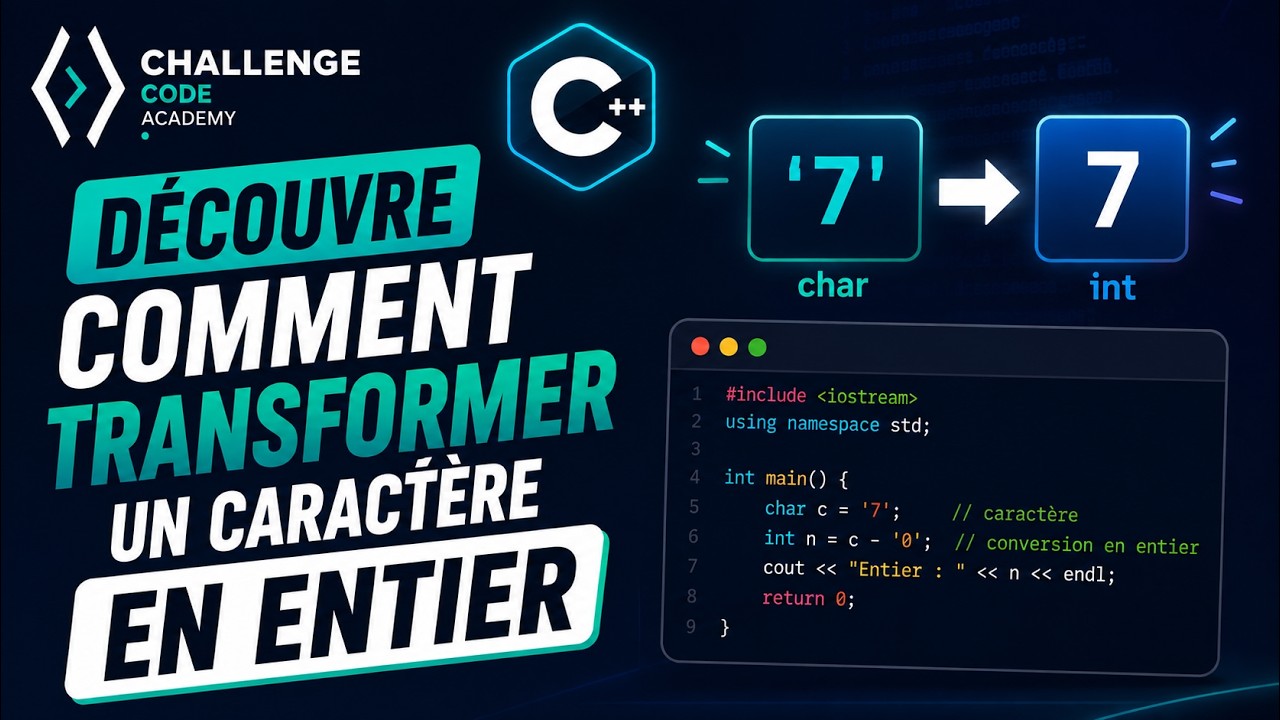 Formation C++ Débutant | Comment transformer un caractère en entier #37 ...