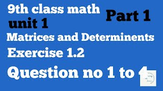 9th class math Chapter1 | Types of Matrices | Exercise 1.2 Part 1by Learning with Jawaria