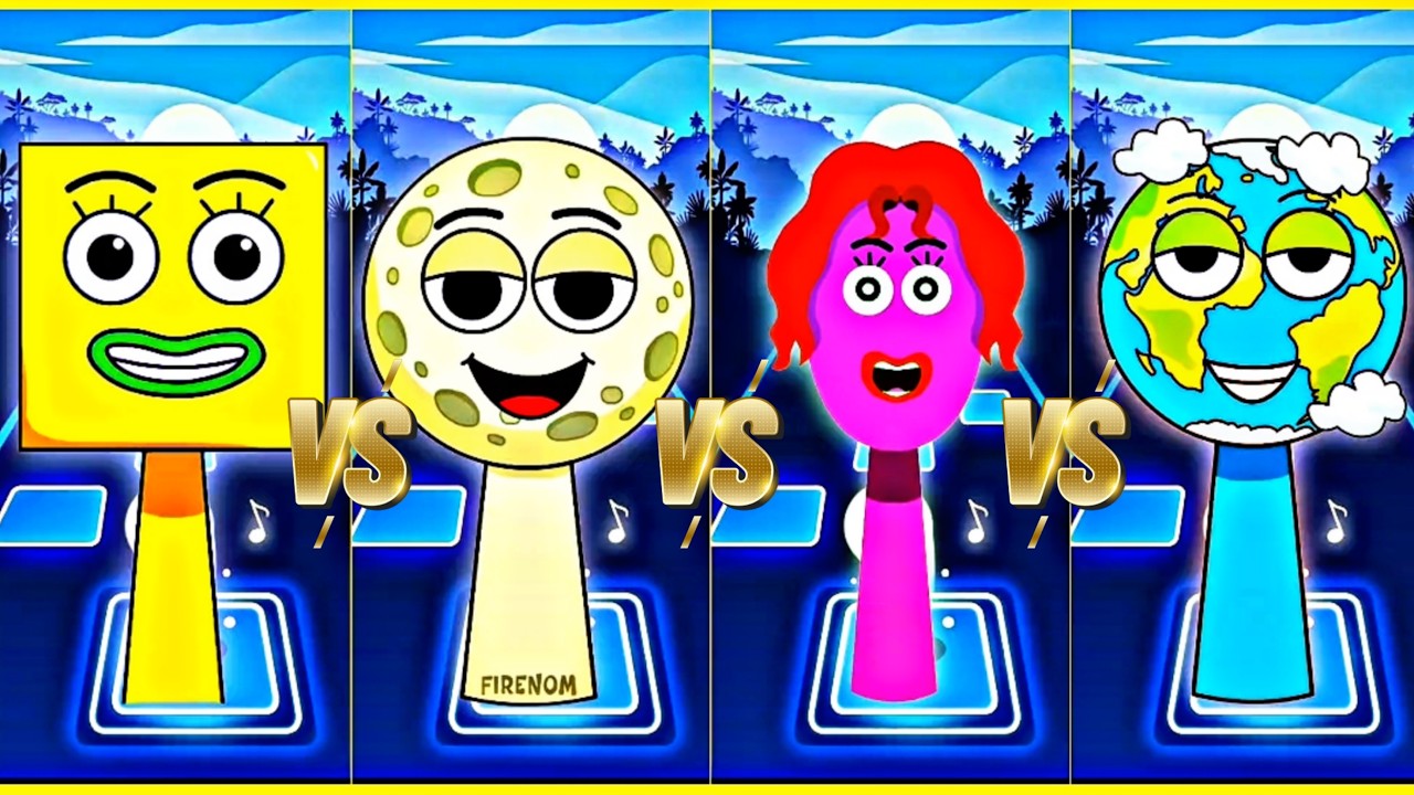 SPRUNKI OC  SALLY SQUARE VS THE MOON VS OVY OVAL VS THE EARTH COFFIN DANCE SONG COVER IN TILES HOP