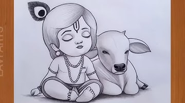 Little krishna drawing 🥰 || cute kanha || #shorts #viral #trending #youtube #art #krishna #realistic