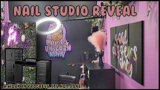 Decorating My Nail Studio Start to Finish 💕 | Building My Manicure Table Vlog ft Omysalon