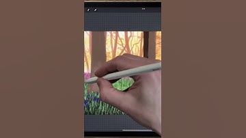 IPAD PAINTING TUTORIAL - Spring woodland landscape in Procreate #Shorts