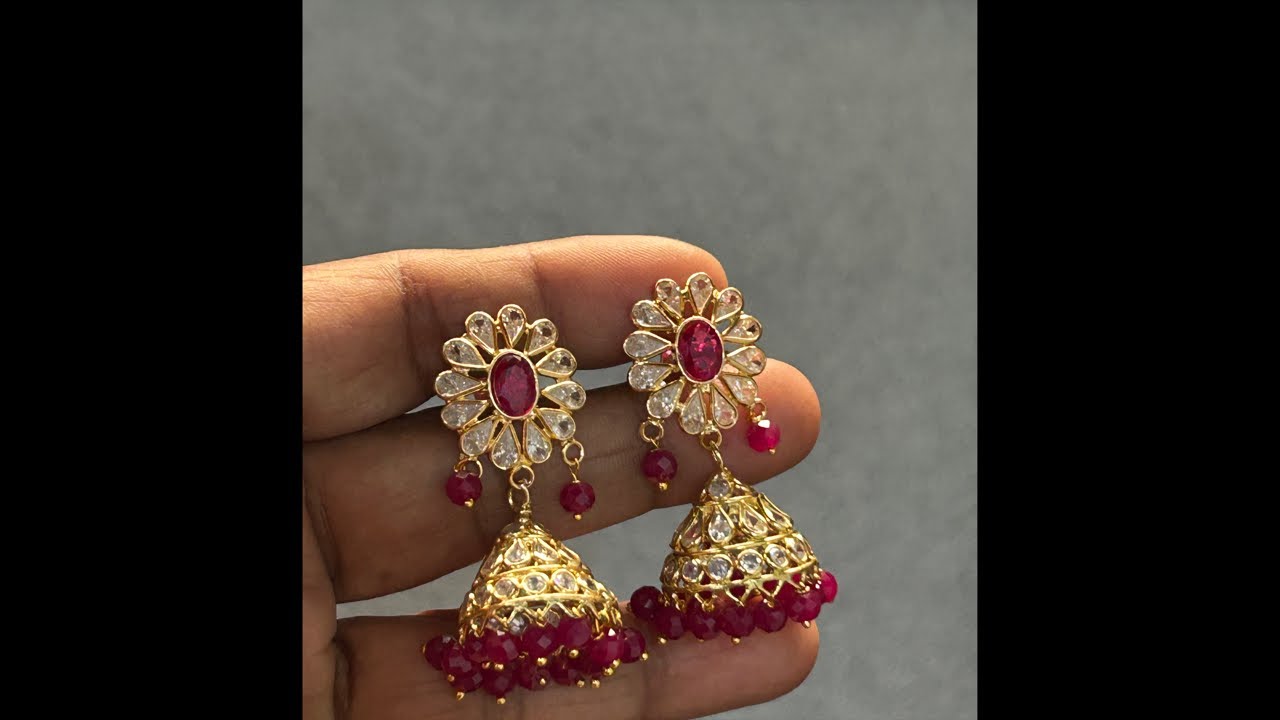 Gold copy jumkas | ruby | Earrings Exclusive | Whats app 7075551297 |