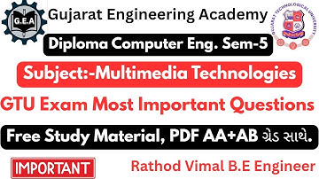 🎓Diploma Computer Eng.Sem-5 | 📽 Multimedia Technologies 💡 | GTU Exam IMP Questions✅ Free PDF📘#gtuimp