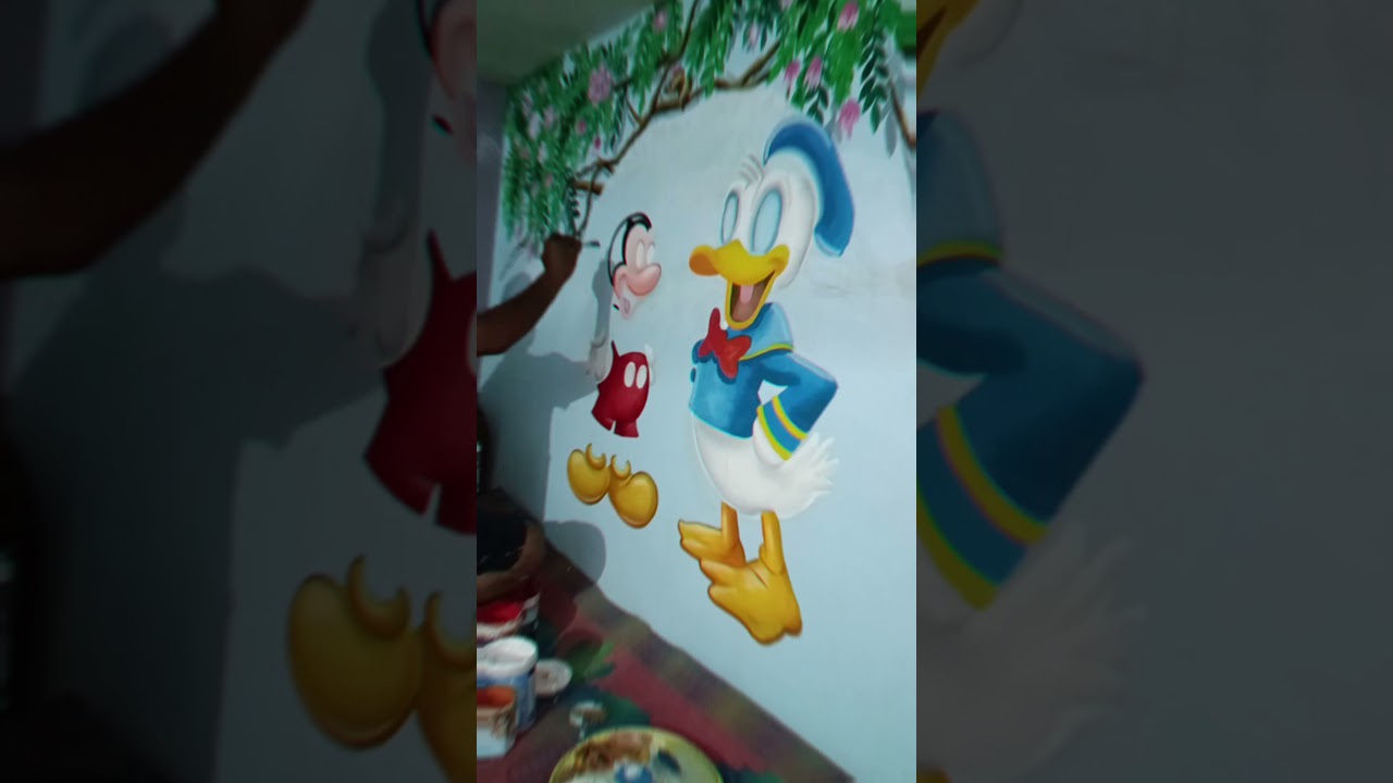 cartoon wall painting work 