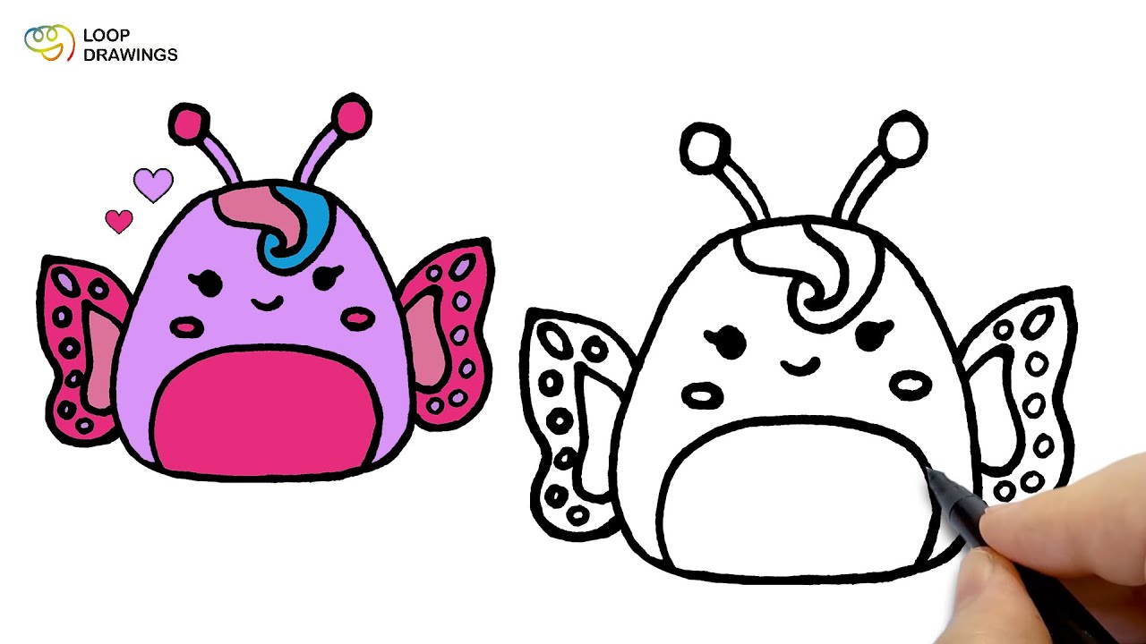 How to draw a Butterfly Squishmallow | Drawing & Coloring - YouTube