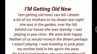 Poem I Am Getting Old Now By Robert Kroetschb.a.final Year English Literature Poemsmgsu Eng Lit