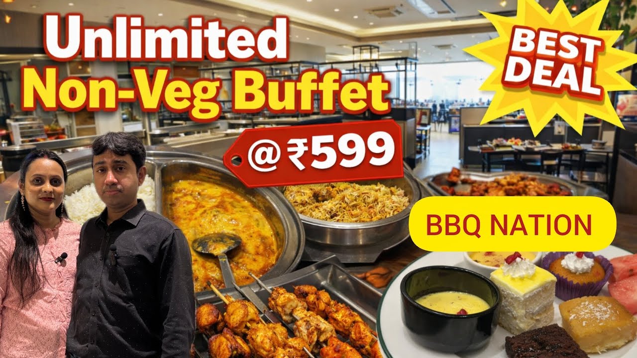 Unlimited Nonveg Buffet at BBQ NATION| 45+ item |Best Buffet @ Rs 599/-|BBQ NATION Buffet Review|