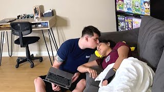 Not Waking Up Prank On Boyfriend! Cutest Reaction!! screenshot 4