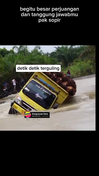 mobil truck muatan sawit terguling di jalan banjir #automobile #viralvideo #oleng #fyp #truksawit