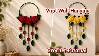 ✨️🌹Crochet Rose Wall Hanging Tutorial | Easy DIY Handmade Home Decor🌸