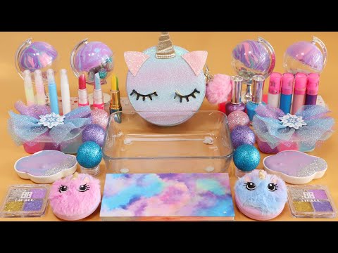 Mixing”Glitter Unicorn&amp;<strong>quot</strong>; Eyeshadow and Makeup,parts,glitter Into <strong>Slime</strong>!Satisfying <strong>Slime</strong> Video!