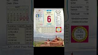 Takvimde bugün 6 Mart  #bugün #takvim #keşfet #keşfetteyiz #2026 #tarih #tarihtebugün #takvimyaprak