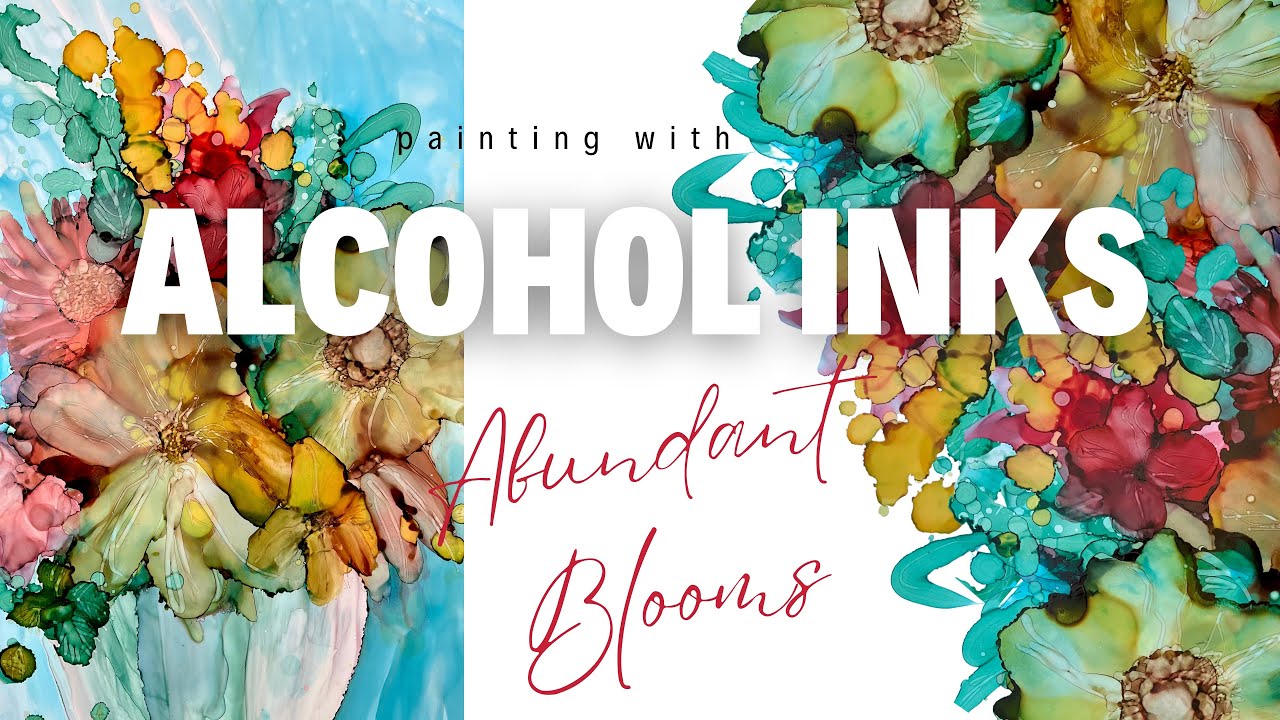 Alcohol Inks ~ Loose Painting of Abundant Blooms in a container. 