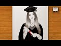 رسم بنات كيوت رسم بنت ترتدي زي التخرج 2021 رسم بنات رسومات سهلة تعليم الرسم
