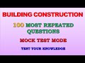 Building Construction 100 Most Repeated MCQ | Civil Engineering | Kerala PSC | SSC JE | RRB