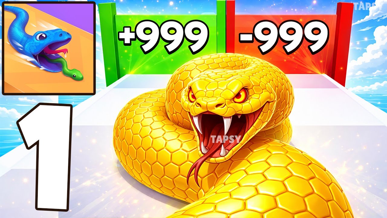 🐍Snake Run Race Gameplay Walkthrough Levels 1–12 Satisfying Snake Growth Runner (Android,iOS)