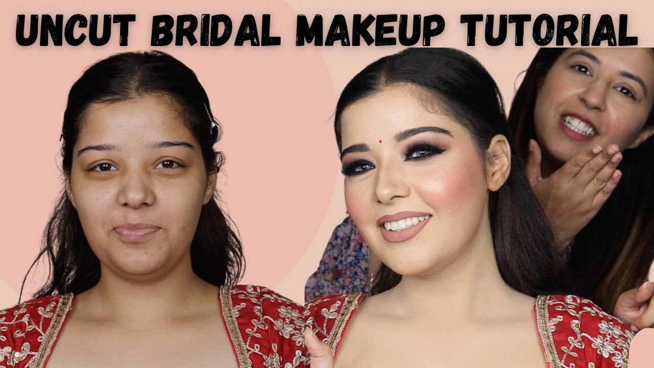 UNCUT HD BRIDAL MAKEUP TUTORIAL | Smokey eye makeup | With product names and shades | Step by step |