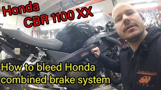 How to bleed COMBINED brakes Honda CBR1100XX, HONDA COMBINED brakes bleeding, no ABS