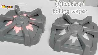 Okeykids Wooden Kitchen Toy with Elctric Stove for Kids