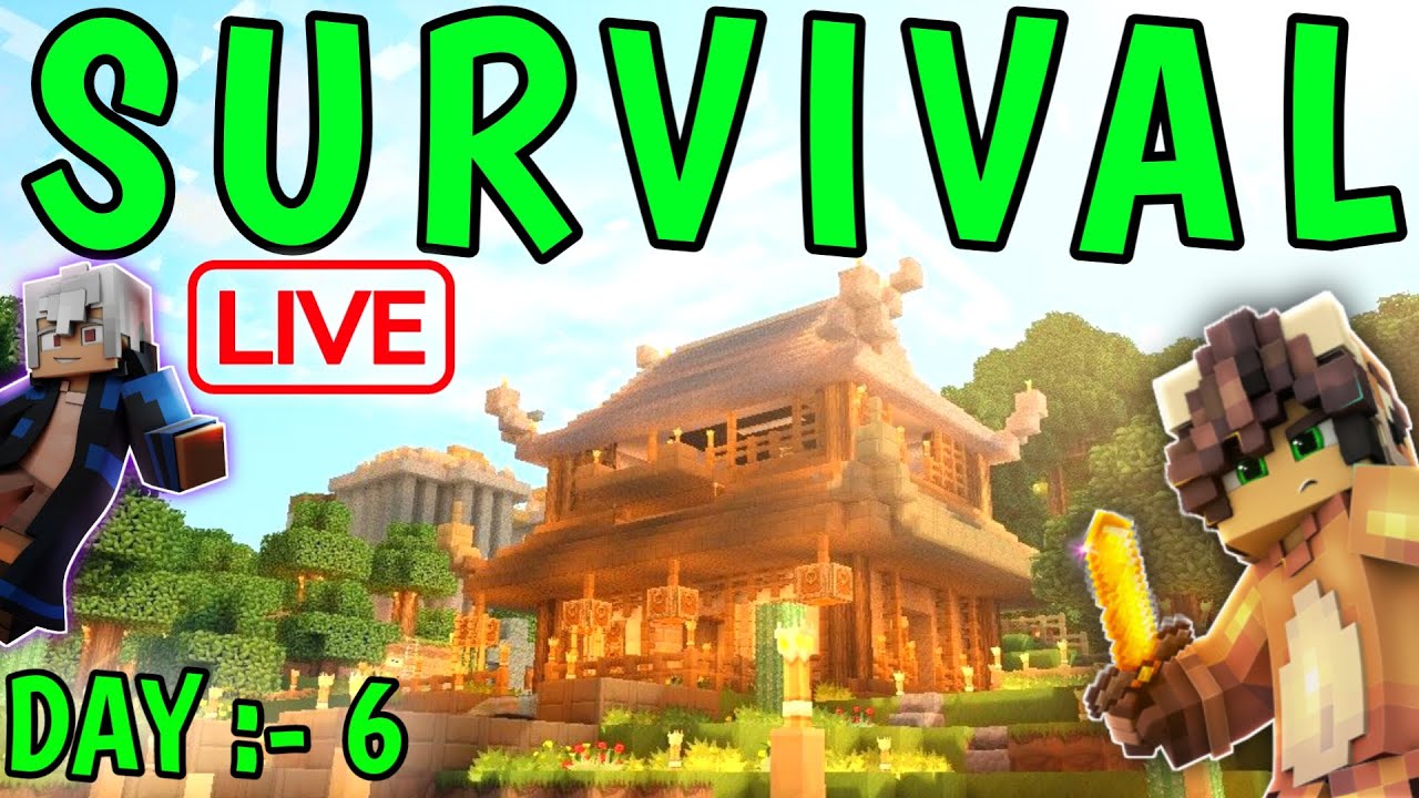 Day :- 6 | Minecraft Survival Server Live | Minecraft hindi live | Mcpe ...
