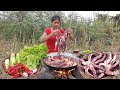 Yummy octopus salad cooking with spicy chili so delicious food  survival cooking