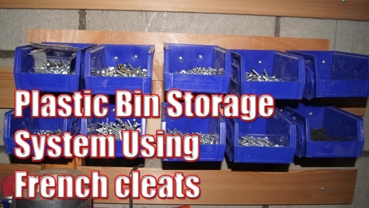 French cleat storage system for plastic bins - YouTube