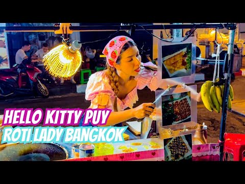 HELLO KITTY Style PUY Roti Lady - Most Famous Thailand Street Food in Bangkok