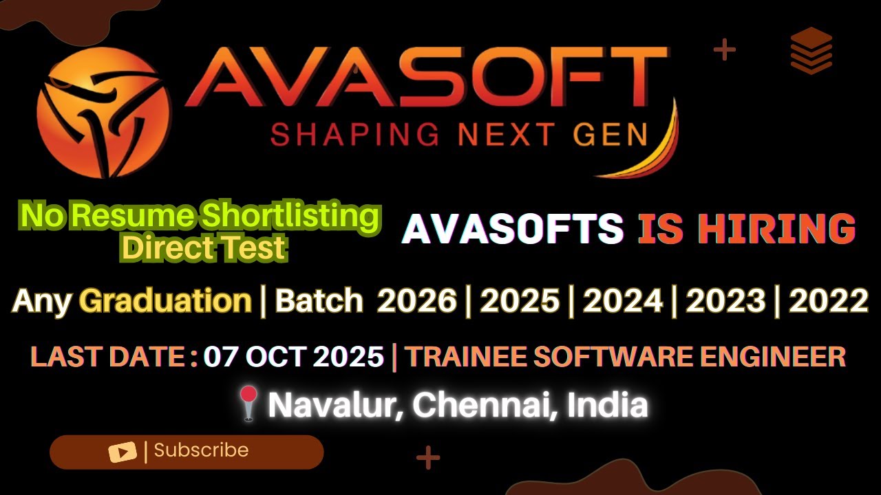 Avasoft Compus Avasoft Off Campus Drive 2025 | Fresher Jobs | Apply Now | No ...