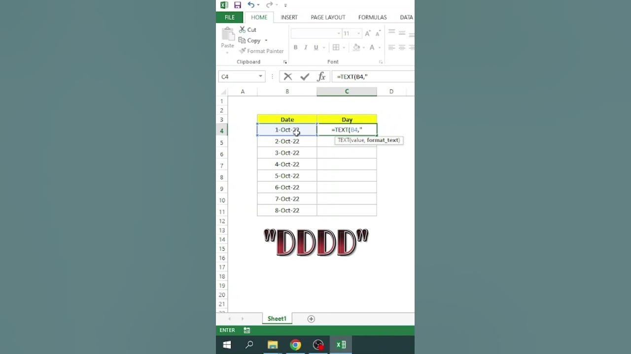  extract day name from date in excel shortsvideo youtube
