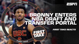🚨 Bronny James DECLARES for NBA DRAFT & ENTERS TRANSFER PORTAL 🚨 Stephen A. REACTS | First Take