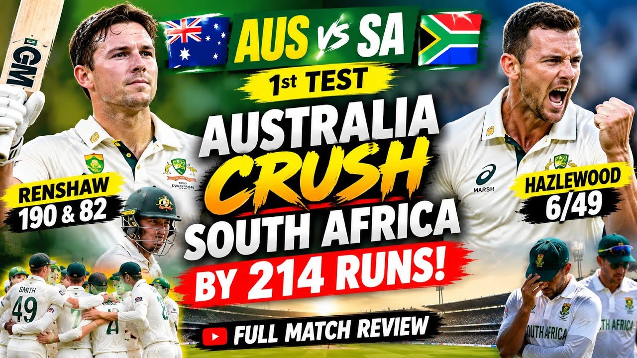 AUS vs SA 1st TEST: AUSTRALIA CRUSH SOUTH AFRICA BY 214 RUNS! 🔥 | FULL MATCH REVIEW