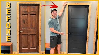 How to UPGRADE YOUR DOORS Without Removing the Jamb or Trim (Slab Door Install)