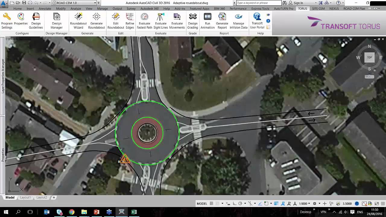 Swept path checking on ANY roundabout