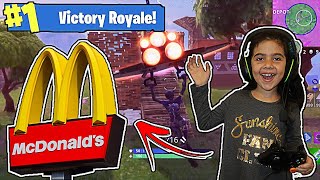 5 YEAR OLD LITTLE SISTER GOT VICTORY ROYALE IN MCDONALDS!! (5 YEAR OLD SISTER PLAYS LIKE NINJA!)