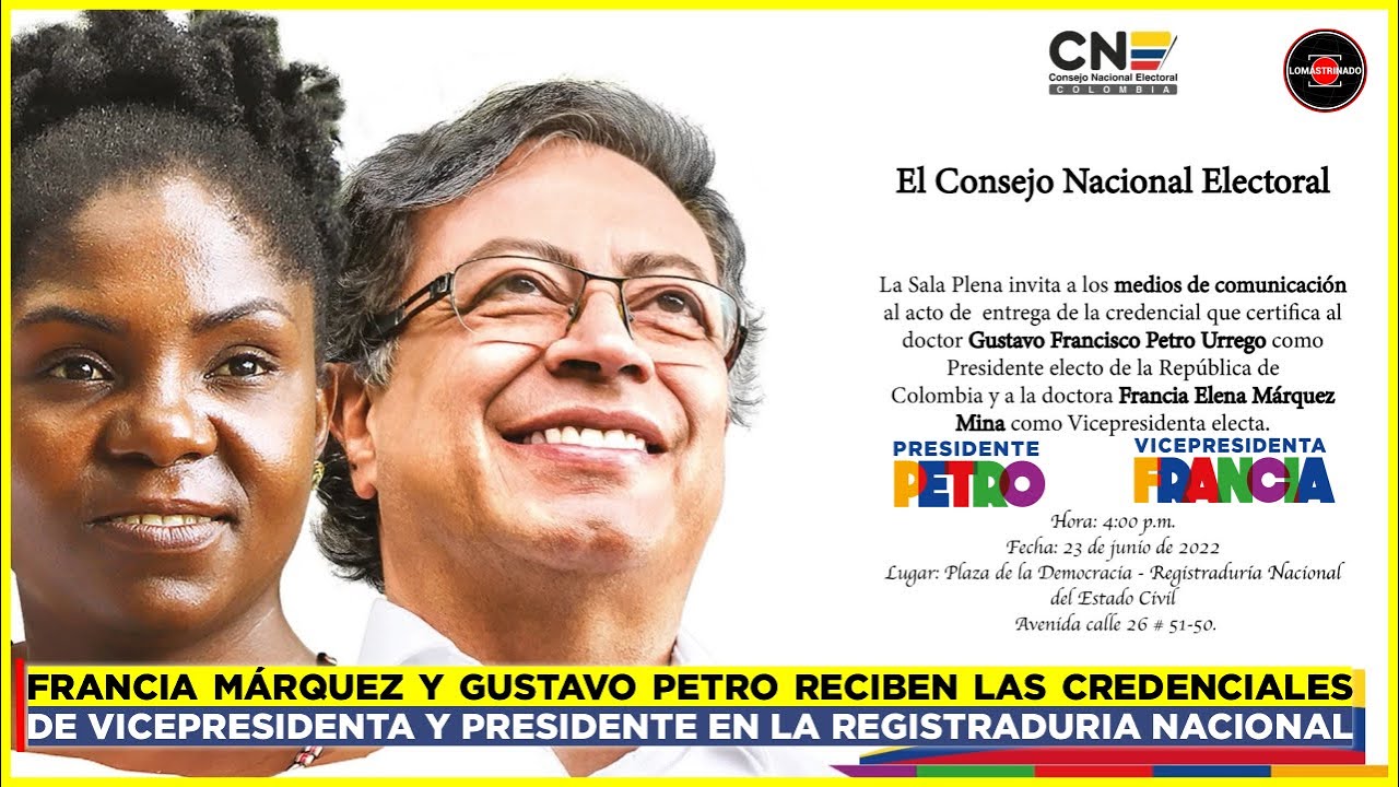 Gustavo Petro y Francia Márquez reciben las credenciales de Presidente y  Vicepresidenta. En vivo ???? - YouTube