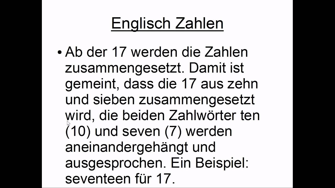 Kann Ich Zahlen Bitte Englisch Englische Zahlen Youtube