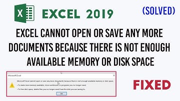 Fix the "Excel cannot open or save any more documents because no memory or..." error (100% solved)