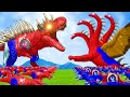 Spiderman Trex vs Superman T-Rex Evolution Dinosaurs Fighting in Animal Revolt Battle Simulator