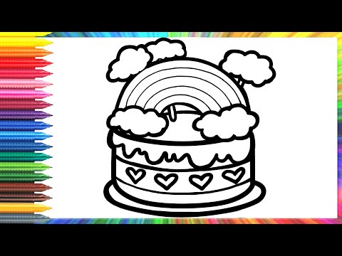 Bolalar uchun Kamalak kekini qanday chizish mumkin/ How to draw a rainbow cake for children
